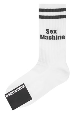 Мужские хлопковые носки DSQUARED2 белого цвета, арт. DFV142220 | Фото 1 (Материал внешний: Хлопок; Кросс-КТ: бельё)