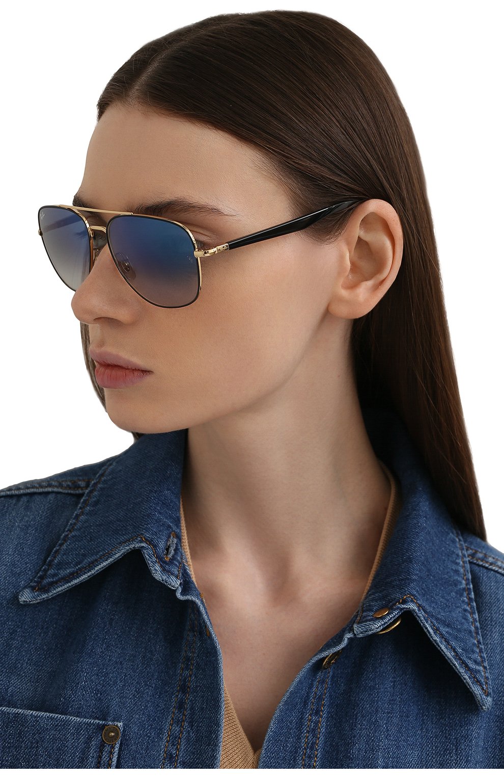 Женские солнцезащитные очки RAY-BAN голубого цвета, арт. 3683-90003F | Фото 2 (Кросс-КТ: С/з-унисекс; Тип очков: С/з; Очки форма: Авиаторы; Оптика Гендер: оп тика-унисекс)