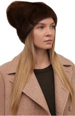 Женская шапка из меха норки FURLAND коричневого цвета, арт. 0022300110089300000 | Фото 2 (Материал: Натуральный мех)