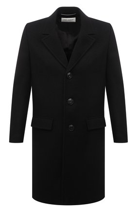 Мужской шерстяное пальто SAINT LAURENT черного цвета по цене 238500 руб., арт. 661385/Y2D27 | Фото 1 Мужской шерстяное пальто SAINT LAURENT черного цвета, арт. 661385/Y2D27 | Фото 1 (Длина (верхняя одежда): До середины бедра; Материал подклада: Купро; Рукава: Длинные; Материал внешний: Шерсть; Мужское Кросс-КТ: пальто-верхняя одежда; Стили: Классический)