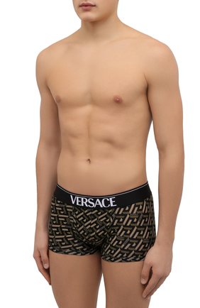 Мужские хлопковые боксеры VERSACE хаки цвета по цене 8220 руб., арт. 1000957/1A01879 | Фото 2 Мужские хлопковые боксеры VERSACE хаки цвета, арт. 1000957/1A01879 | Фото 2 (Материал внешний: Хлопок; Мужское Кросс-КТ: Трусы; Кросс-КТ: бельё)