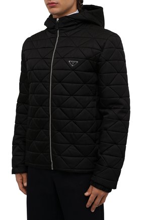 Мужская утепленная куртка PRADA черного цвета, арт. SGB805-1WQ8-F0002-202 | Фото 3 (Кросс-КТ: Куртка; Рукава: Длинные; Материал внешний: Синтетический материал; Мужское Кросс-КТ: утепленные куртки; Длина (верхняя одежда): Короткие; Стили: Кэжуэл)
