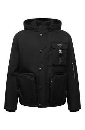 Мужская куртка PRADA черного цвета, арт. SGB812-1WQ8-F0002-211 | Фото 1 (Рукава: Длинные; Длина (верхняя одежда): Короткие; Материал внешний: Синтетический материал; Кросс-КТ: Ветровка, Куртка; Стили: Спорт-шик; Мужское Кросс-КТ: утепленные куртки)