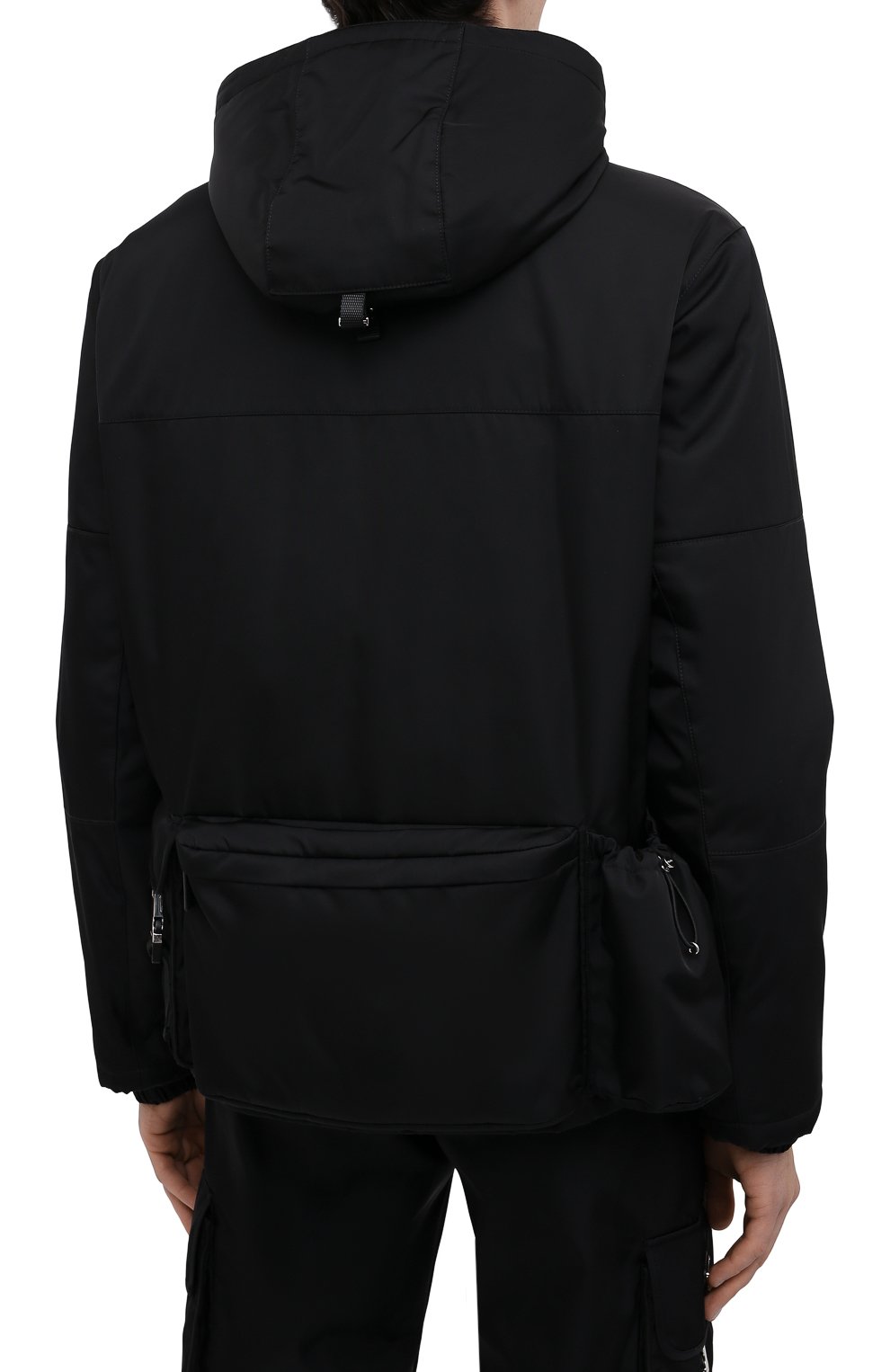 Мужская куртка PRADA черного цвета, арт. SGB812-1WQ8-F0002-211 | Фото 4 (Кросс-КТ: Куртка, Ветровка; Рукава: Длинные; Материал внешний: Синтетический материал; Мужское Кросс-КТ: утепленные куртки; Стили: Спорт-шик; Длина (верхняя одежда): Короткие)