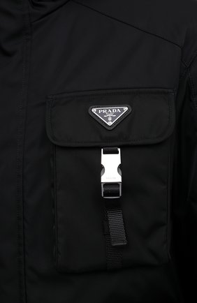 Мужская куртка PRADA черного цвета, арт. SGB812-1WQ8-F0002-211 | Фото 5 (Кросс-КТ: Куртка, Ветровка; Рукава: Длинные; Материал внешний: Синтетический материал; Мужское Кросс-КТ: утепленные куртки; Стили: Спорт-шик; Длина (верхняя одежда): Короткие)