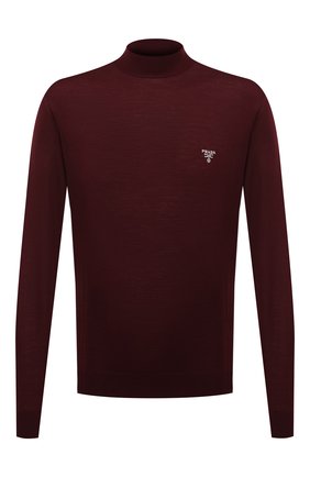 Мужской шерстяная водолазка PRADA бордового цвета по цене 88000 руб., арт. UMR505-1ZLE-F0007-212 | Фото 1 Мужской шерстяная водолазка PRADA бордового цвета, арт. UMR505-1ZLE-F0007-212 | Фото 1 (Длина (для топов): Стандартные; Рукава: Длинные; Материал внешний: Шерсть; Мужское Кросс-КТ: Водолазка-одежда; Принт: Без принта; Стили: Кэжуэл)