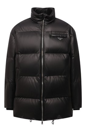 Мужская кожаный пуховик PRADA черного цвета по цене 480000 руб., арт. UPS559-JHI-F0002 | Фото 1 Мужская кожаный пуховик PRADA черного цвета, арт. UPS559-JHI-F0002 | Фото 1 (Рукава: Длинные; Длина (верхняя одежда): До середины бедра; Мужское Кросс-КТ: Кожа и замша, пуховик-короткий; Кросс-КТ: Куртка; Стили: Кэжуэл; Материал внешний: Натуральная кожа)