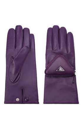 Мужские кожаные перчатки PRADA фиолетового цвета, арт. 2GG137-2DWZ-F0106 | Фото 3 (Материал: Натуральная кожа; Мужское Кросс-КТ: Кожа и замша)