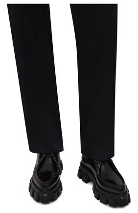 Мужские кожаные дерби PRADA черного цвета, арт. 2EE361-B4L-F0002 | Фото 3 (Материал внешний: Кожа; Стили: Классический; Подошва: Массивная)