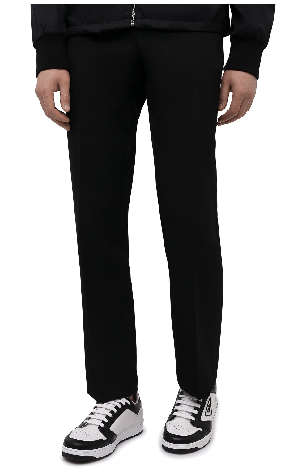 Мужские кожаные кеды PRADA черно-белого цвета, арт. 2EE363-3LJ6-F0964 | Фото 3 (Материал внешний: Кожа; Стили: Классический; Материал утеплителя: Без утеплителя; Подошва: Массивная)