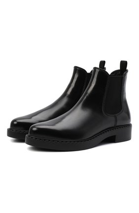 Мужские кожаные челси PRADA черного цвета, арт. 2TE176-055-F0002 | Фото 1 (Подошва: Плоская; Мужское Кросс-КТ: Сапоги-обувь, Челси-обувь; Материал внешний: Кожа; Материал утеплителя: Без утеплителя)