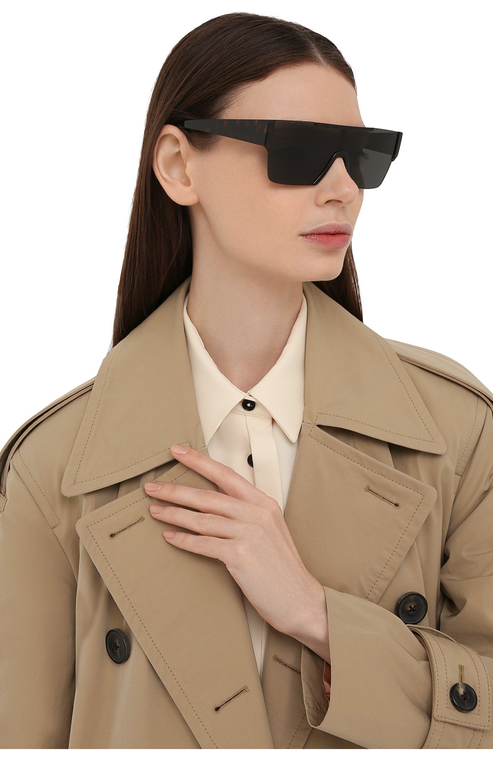 Женские солнцезащитные очки BURBERRY коричневого цвета, арт. 4291-300287 | Фото 2 (Кросс-КТ: С/з-унисекс; Тип очков: С/з; Очки форма: Квадратные, Маска; Оптика Гендер: оптика-унисекс)