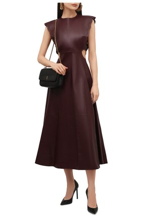 Женское кожаное платье CHLOÉ темно-коричневого цвета по цене 499500 руб., арт. CHC21WCR08218 | Фото 2 Женское кожаное платье CHLOÉ темно-коричневого цвета, арт. CHC21WCR08218 | Фото 2 (Материал подклада: Шелк; Длина Ж (юбки, платья, шорты): Миди; Женское Кросс-КТ: Платье-одежда, Сарафаны; Стили: Гранж; Случай: Повседневный; Материал внешний: Натуральная кожа)