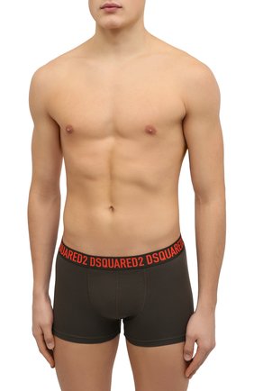Мужские хлопковые боксеры DSQUARED2 темно-коричневого цвета по цене 4620 руб., арт. D9LC63610 | Фото 2 Мужские хлопковые боксеры DSQUARED2 темно-коричневого цвета, арт. D9LC63610 | Фото 2 (Материал внешний: Хлопок; Мужское Кросс-КТ: Трусы; Кросс-КТ: бельё)