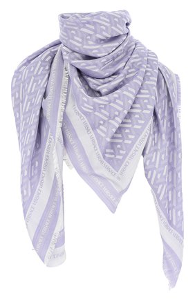 Женский шарф из шелка и шерсти VERSACE фиолетового цвета по цене 43650 руб., арт. 1001599/1A01964 | Фото 1 Женский шарф из шелка и шерсти VERSACE фиолетового цвета, арт. 1001599/1A01964 | Фото 1 (Материал: Шерсть, Шелк, Текстиль)