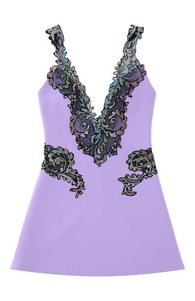 Женское платье VERSACE фиолетового цвета по цене 324500 руб., арт. 1003332/1A00540 | Фото 1 Женское платье VERSACE фиолетового цвета, арт. 1003332/1A00540 | Фото 1 (Женское Кросс-КТ: Платье-одежда; Длина Ж (юбки, платья, шорты): Мини; Стили: Гламурный; Случай: Коктейльный)