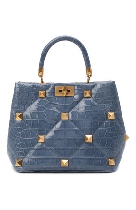 Женская сумка roman stud из кожи аллигатора VALENTINO голубого цвета по цене 1915000 руб., арт. WW2B0I96/SXY/AMIS | Фото 1 Женская сумка roman stud из кожи аллигатора VALENTINO голубого цвета, арт. WW2B0I96/SXY/AMIS | Фото 1 (Размер: medium; Ремень/цепочка: На ремешке; Сумки-технические: Сумки top-handle; Материал: Экзотическая кожа)