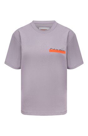 Женская хлопковая футболка HERON PRESTON FOR CALVIN KLEIN серого цвета, арт. K20K203717 | Фото 1 (Материал внешний: Хлопок; Рукава: Короткие; Длина (для топов): Стандартные; Стили: Спорт-шик; Принт: С принтом; Женское Кросс-КТ: Футболка-одежда)