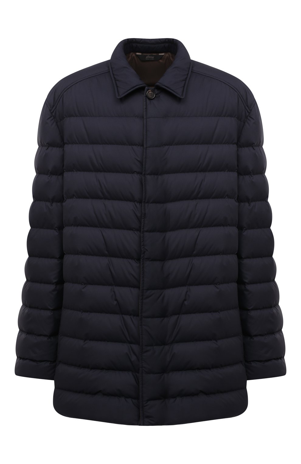 Мужская пуховая куртка BRIONI темно-синего цвета, арт. SUP20L/P0908 | Фото 1 (Кросс-КТ: Куртка; Big sizes: Big Sizes; Рукава: Длинные; Длина (верхняя одежда): До середины бедра; Материал внешний: Синтетический материал; Стили: Классический; Мужское Кросс-КТ: Куртка-верхняя одежда; Материал подклада: Синтетический материал; Материал утеплителя: Пух и перо)