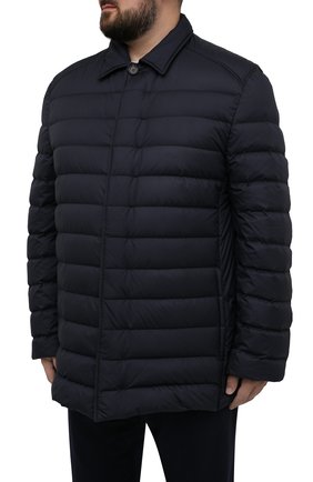 Мужская пуховая куртка BRIONI темно-синего цвета, арт. SUP20L/P0908 | Фото 3 (Кросс-КТ: Куртка; Big sizes: Big Sizes; Рукава: Длинные; Длина (верхняя одежда): До середины бедра; Материал внешний: Синтетический материал; Стили: Классический; Мужское Кросс-КТ: Куртка-верхняя одежда; Материал подклада: Синтетический материал; Материал утеплителя: Пух и перо)