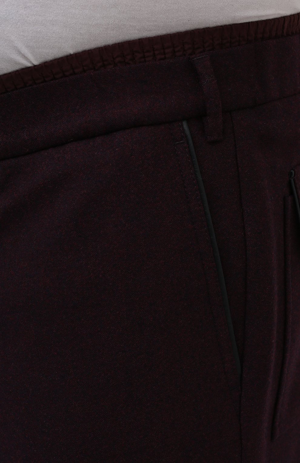 Мужские шерстяные брюки ZILLI SPORT бордового цвета, арт. M0W-40-38W-F6415/0001/60-68 | Фото 5 (Big sizes: Big Sizes; Материал внешний: Шерсть; Длина (брюки, джинсы): Стандартные; Случай: Повседневный; Материал подклада: Вискоза; Стили: Кэжуэл)