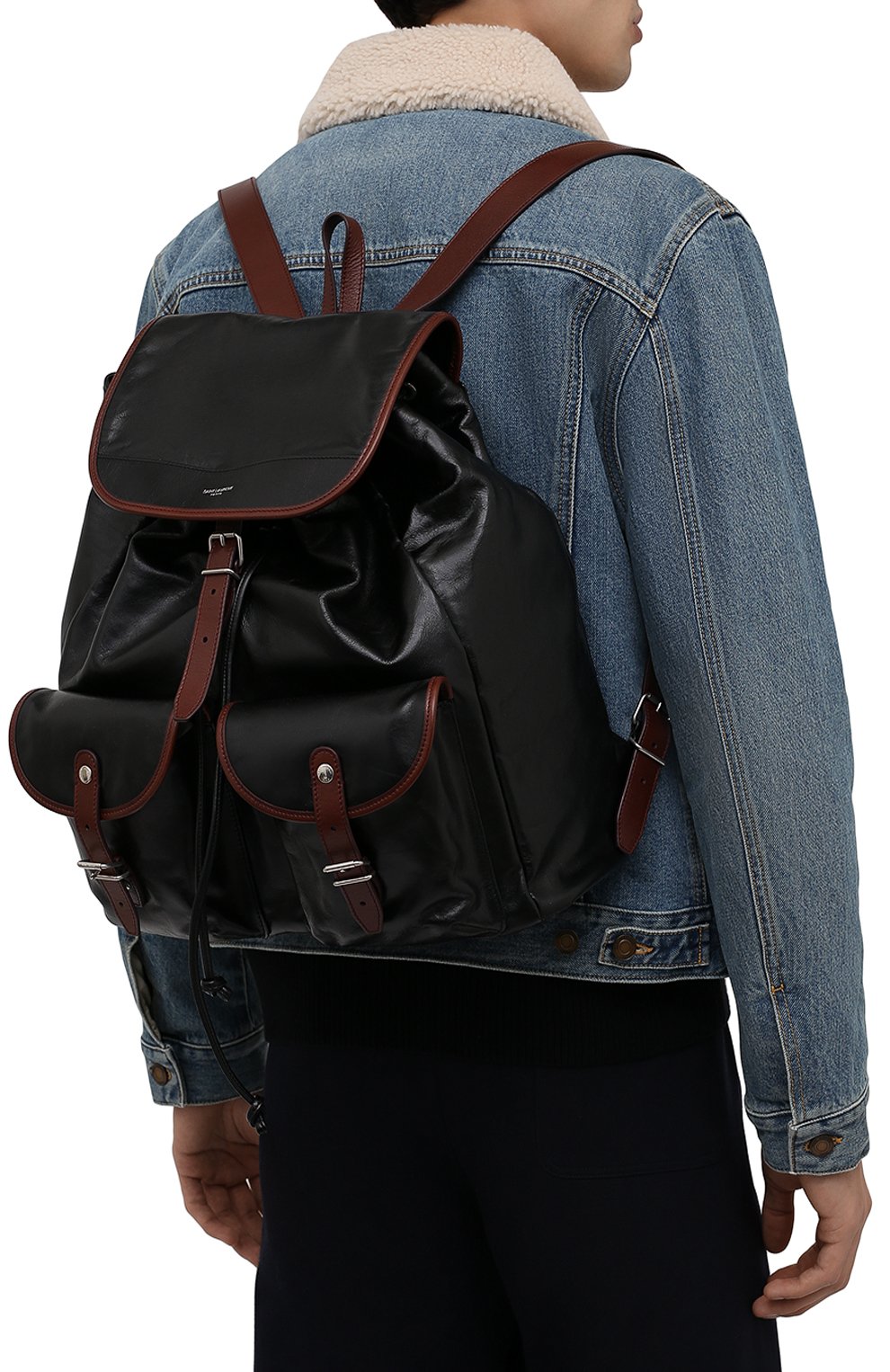 Мужской кожаный рюкзак venice SAINT LAURENT черного цвета, арт. 669968/18U3E | Фото 2 (Материал: Натуральная кожа; Размер: large)