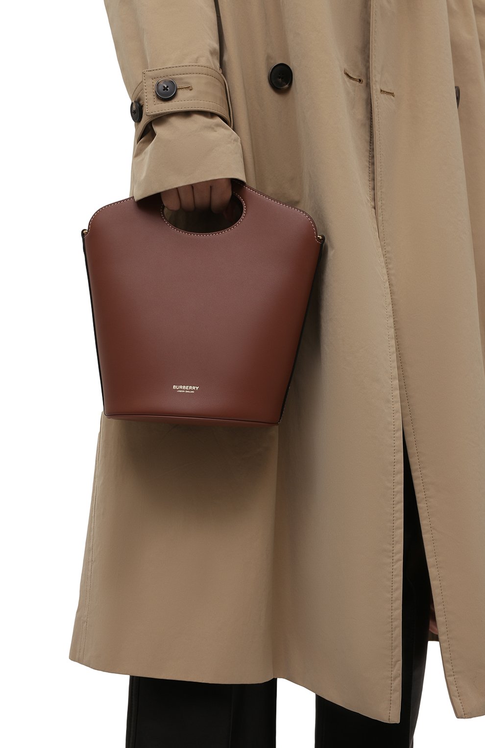 Женская сумка pocket  small BURBERRY коричневого цвета, арт. 8046241 | Фото 2 (Сумки: Сумки; Сумки-технические: Сумки top-handle; Материал: Натуральная кожа; Ремень/цепочка: На ремешке; Размер: small)