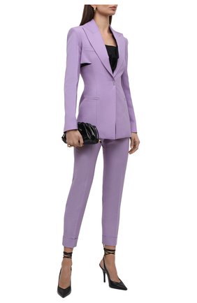 Женские шерстяные брюки GIVENCHY сиреневого цвета по цене 71950 руб., арт. BW50SJ13ZA | Фото 2 Женские шерстяные брюки GIVENCHY сиреневого цвета, арт. BW50SJ13ZA | Фото 2 (Длина (брюки, джинсы): Стандартные; Материал внешний: Шерсть; Стили: Гламурный; Силуэт Ж (брюки и джинсы): Узкие; Одежда: Одежда)