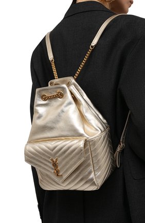 Женский рюкзак joe SAINT LAURENT золотого цвета, арт. 672609/AAAA0 | Фото 2 (Размер: medium; Материал: Натуральная кожа; Стили: Кэжуэл)