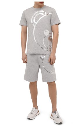 Мужские хлопковые шорты MOSCHINO серого цвета, арт. A4309/8113 | Фото 2 (Материал внешний: Хлопок; Кросс-КТ: домашняя одежда)