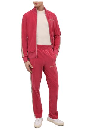 Мужские хлопковые брюки PALM ANGELS розового цвета, арт. PMCA007F21FAB0062861 | Фото 2 (Длина (брюки, джинсы): Стандартные; Материал внешний: Хлопок; Случай: Повседневный; Стили: Спорт-шик)