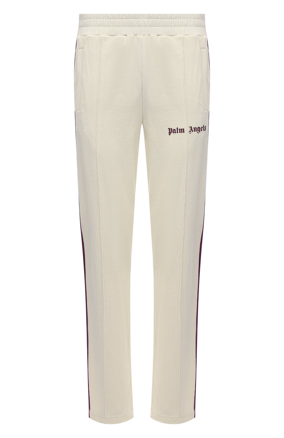 Мужские хлопковые брюки PALM ANGELS кремвого цвета, арт. PMCA007F21FAB0060537 | Фото 1 (Длина (брюки, джинсы): Стандартные; Случай: Повседневный; Материал внешний: Хлопок; Стили: Спорт-шик)