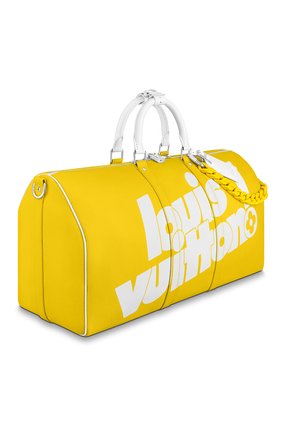 Мужская кожаная дорожная сумка keepall 50 LOUIS VUITTON желтого цвета по цене 300000 руб., арт. M58748 | Фото 2 Мужская кожаная дорожная сумка keepall 50 LOUIS VUITTON желтого цвета, арт. M58748 | Фото 2 (Материал: Натуральная кожа)