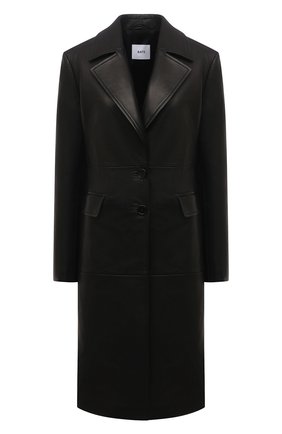 Женское кожаное пальто BATS черного цвета, арт. FW21/TR_001 | Фото 1 (Длина (верхняя одежда): До колена; Материал подклада: Вискоза; Рукава: Длинные; Стили: Гламурный; 1-2-бортные: Однобортные; Материал внешний: Натуральная кожа)