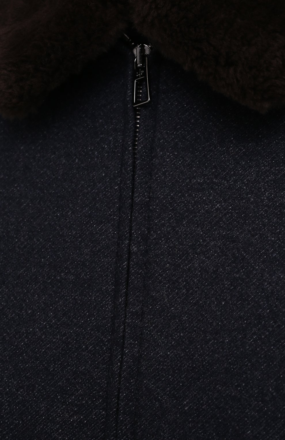 Мужской бомбер с меховой подкладкой LORO PIANA темно-синего цвета, арт. FAL8954 | Фото 5 (Кросс-КТ: Куртка; Мужское Кросс-КТ: шерсть и кашемир, утепленные куртки; Материал внешний: Шерсть; Рукава: Длинные; Длина (верхняя одежда): Короткие; Стили: Кэжуэл)