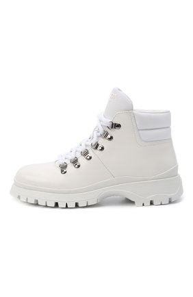 Женские кожаные ботинки PRADA кремвого цвета по цене 85000 руб., арт. 1T709M-3LFR-F0009-030 | Фото 2 Женские кожаные ботинки PRADA кремвого цвета, арт. 1T709M-3LFR-F0009-030 | Фото 2 (Каблук тип: Устойчивый; Материал внешний: Кожа; Подошва: Платформа; Каблук высота: Низкий; Женское Кросс-КТ: Хайкеры-ботинки; Материал утеплителя: Натуральный мех)