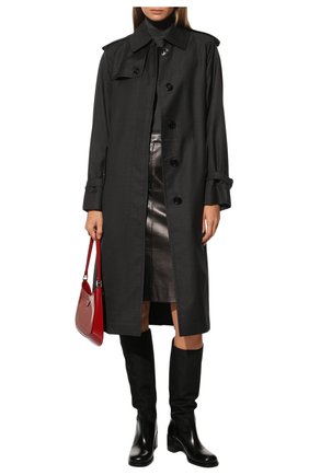 Женские комбинированные сапоги PRADA черного цвета по цене 95000 руб., арт. 1W411M-3LFU-F0002-055 | Фото 2 Женские комбинированные сапоги PRADA черного цвета, арт. 1W411M-3LFU-F0002-055 | Фото 2 (Каблук тип: Устойчивый; Материал внешний: Кожа; Подошва: Плоская; Каблук высота: Средний; Высота голенища: Высокие)