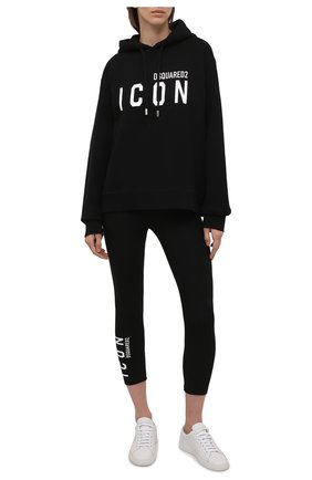 Женские леггинсы DSQUARED2 черного цвета по цене 14750 руб., арт. D8N473660 | Фото 2 Женские леггинсы DSQUARED2 черного цвета, арт. D8N473660 | Фото 2 (Материал внешний: Синтетический материал; Длина (брюки, джинсы): Укороченные; Стили: Спорт-шик; Женское Кросс-КТ: Леггинсы-спорт)