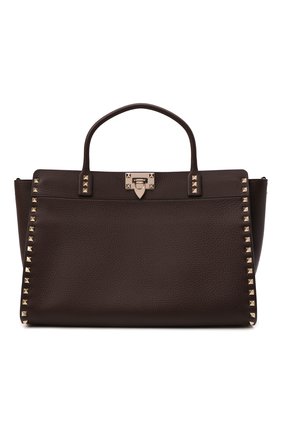 Женская сумка rockstud VALENTINO темно-коричневого цвета по цене 172000 руб., арт. WW2B0I14/VSF | Фото 1 Женская сумка rockstud VALENTINO темно-коричневого цвета, арт. WW2B0I14/VSF | Фото 1 (Материал: Натуральная кожа; Ремень/цепочка: На ремешке; Размер: large; Сумки-технические: Сумки top-handle)