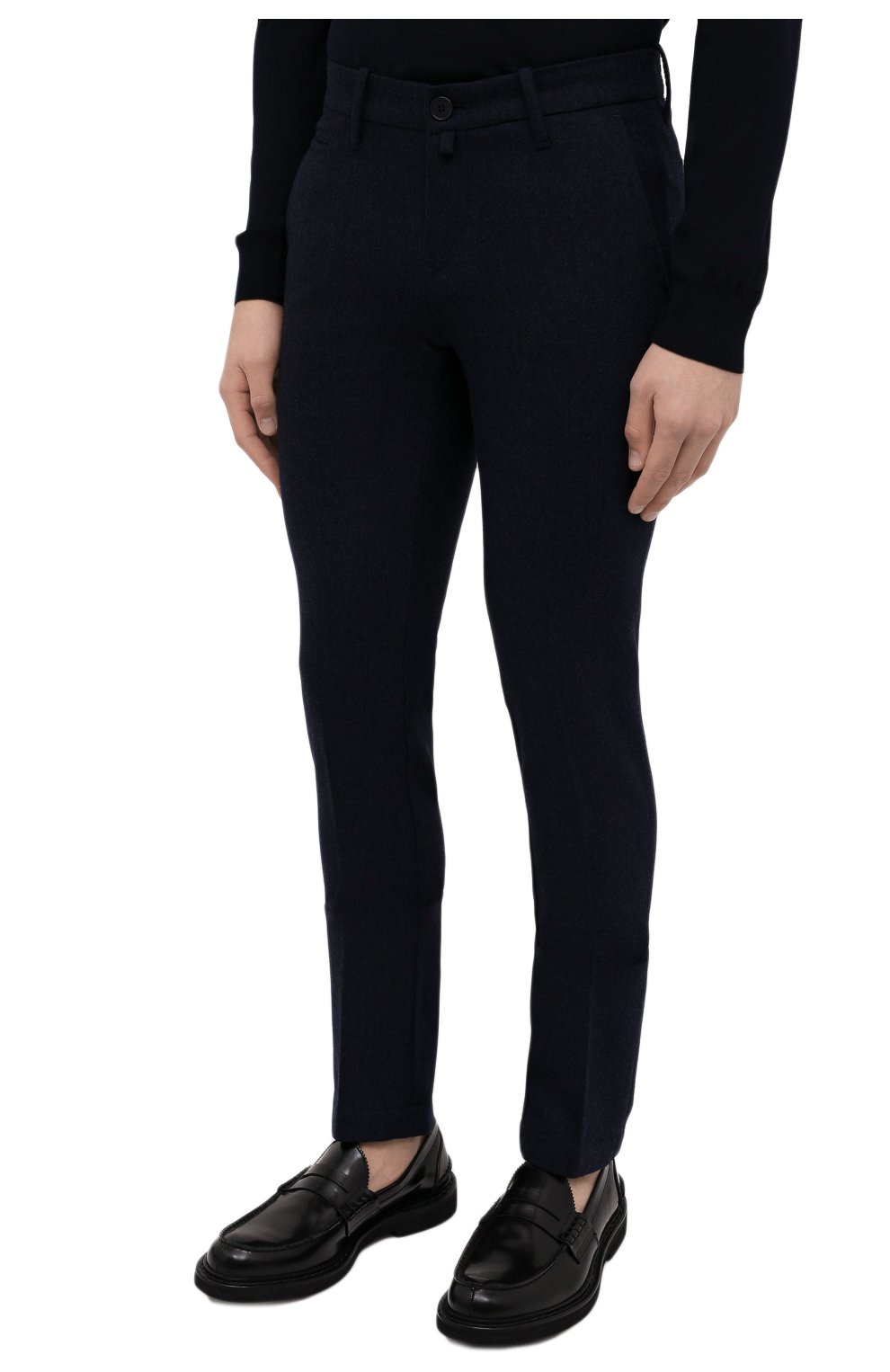 Мужские шерстяные брюки JACOB COHEN темно-синего цвета, арт. U P T01 02 S 3679/Y911 | Фото 3 (Материал внешний: Шерсть; Длина (брюки, джинсы): Стандартные; Случай: Повседневный; Стили: Кэжуэл)