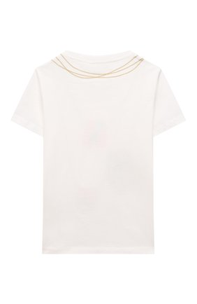 Детская хлопковая футболка FENDI белого цвета, арт. JFI220/7AJ/8A-12+ | Фото 2 (Материал внешний: Хлопок; Рукава: Короткие; Ростовка одежда: 10 - 11 лет | 140 - 146см, 12 лет | 152 см, 8 лет | 128 см)