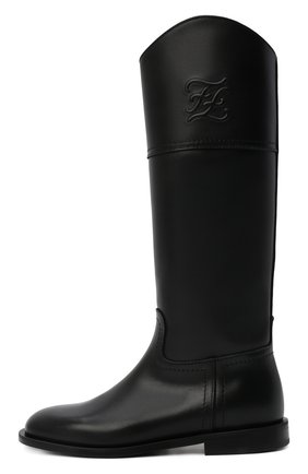 Детские кожаные сапоги FENDI черного цвета по цене 75850 руб., арт. JFR340/AGDV/32-39 | Фото 2 Детские кожаные сапоги FENDI черного цвета, арт. JFR340/AGDV/32-39 | Фото 2 (Материал внутренний: Натуральная кожа; Материал внешний: Кожа; Длина стельки: 22,2, 21,6, 23)