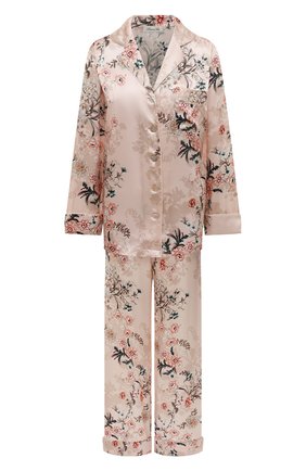 Женская шелковая пижама LUNA DI SETA светло-розового цвета, арт. VLST60835 | Фото 1 (Рукава: Длинные; Длина (брюки, джинсы): Стандартные; Длина (для топов): Стандартные; Длина Ж (юбки, платья, шорты): Мини; Материал внешний: Шелк)