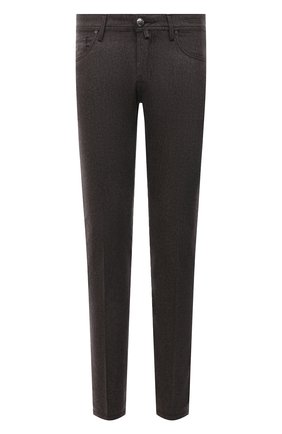 Мужские шерстяные брюки JACOB COHEN коричневого цвета, арт. U Q W04 01 S 3679/F155 | Фото 1 (Материал внешний: Шерсть; Длина (брюки, джинсы): Стандартные; Случай: Повседневный; Региональные ограничения белый список (Axapta Mercury): RU; Стили: Кэжуэл)