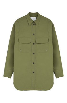 Мужская хлопковая рубашка JIL SANDER зеленого цвета по цене 58000 руб., арт. JSMU600826/MU244200 | Фото 1 Мужская хлопковая рубашка JIL SANDER зеленого цвета, арт. JSMU600826/MU244200 | Фото 1 (Материал внешний: Хлопок; Рукава: Длинные; Принт: Однотонные; Случай: Повседневный; Воротник: Кент; Стили: Минимализм; Манжеты: На пуговицах)