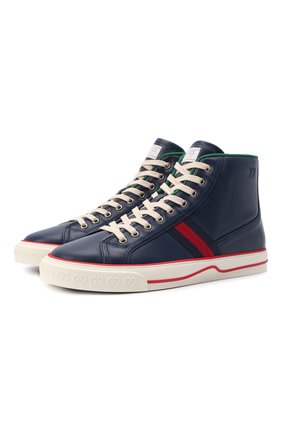 Мужские кожаные кеды tennis 1977 GUCCI синего цвета по цене 61750 руб., арт. 644734/17L20 | Фото 1 Мужские кожаные кеды tennis 1977 GUCCI синего цвета, арт. 644734/17L20 | Фото 1 (Материал внешний: Кожа; Подошва: Плоская; Материал внутренний: Текстиль)