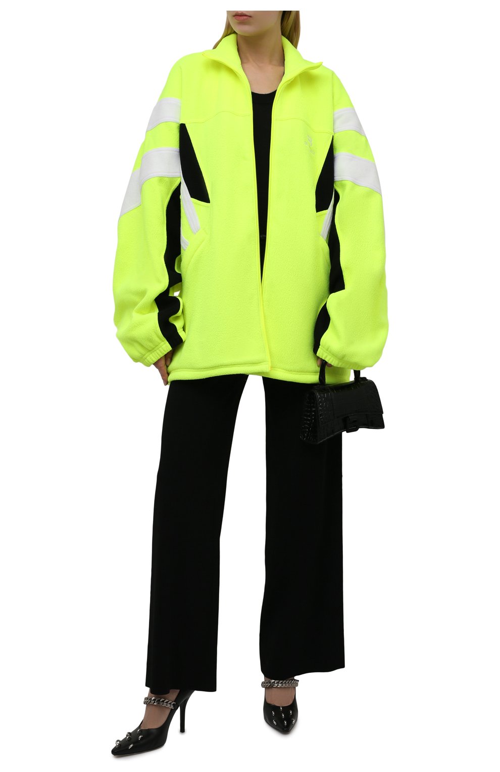 Женская куртка BALENCIAGA зеленого цвета, арт. 675272/TJQ32 | Фото 2 (Кросс-КТ: Куртка; Рукава: Длинные; Длина (верхняя одежда): До середины бедра; Материал внешний: Синтетический материал; Стили: Спорт-шик; Материал подклада: Хлопок)