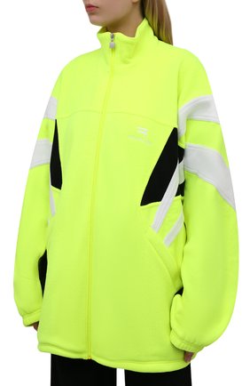 Женская куртка BALENCIAGA зеленого цвета, арт. 675272/TJQ32 | Фото 3 (Кросс-КТ: Куртка; Рукава: Длинные; Длина (верхняя одежда): До середины бедра; Материал внешний: Синтетический материал; Стили: Спорт-шик; Материал подклада: Хлопок)