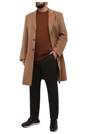 Мужские брюки HILTL коричневого цвета, арт. R0GER 211/22165/60-70 | Фото 2 (Длина (брюки, джинсы): Стандартные; Материал внешний: Синтетический материал, Шерсть; Случай: Повседневный; Стили: Кэжуэл; Big sizes: Big Sizes)