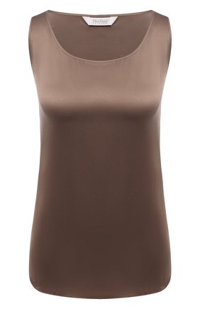 Женская шелковый топ MAX MARA темно-коричневого цвета по цене 17890 руб., арт. PAN 31660116 | Фото 1 Женская шелковый топ MAX MARA темно-коричневого цвета, арт. PAN 31660116 | Фото 1 (Материал внешний: Шелк; Длина (для топов): Стандартные)